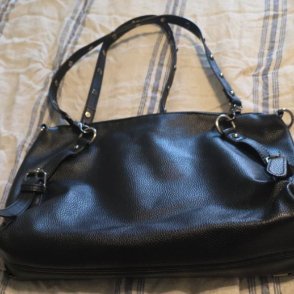 Black Studded Women's Shoulder Bag - Picture 3 of 9